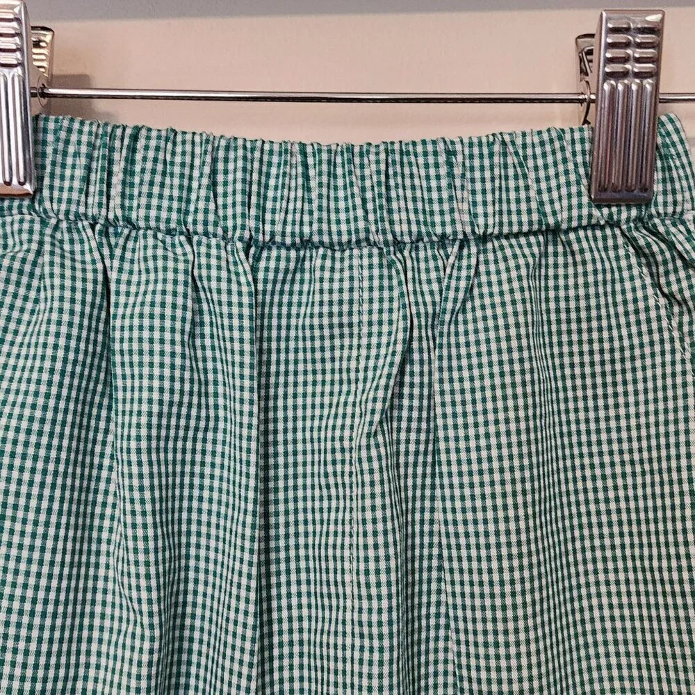 Anavini pants boys 3 green gingham lightweight cotton elastic waist New